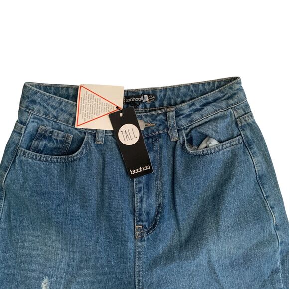 Boohoo Women's Size 4 Tall Distressed Mom Denim Jean Brand New - Picture 7 of 16